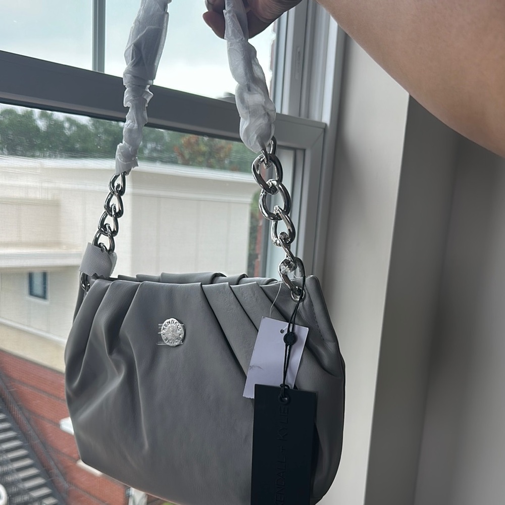 Kendall & Kylie Gray Shoulder Bag with Chain Strap